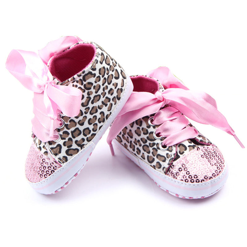 Multi Colors Child Kids Baby Sequin Sneakers Shoes Bling Leopard Toddler Baby Crib First Walkes - Ikidso