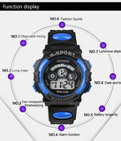 Waterproof Children Watch Boys Girls LED Digital Sports - Ikidso