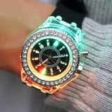 Led Flash Luminous Watches Personality Trends Students Lovers Jellies Woman Men's Watches 7 color - Ikidso