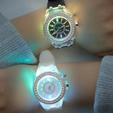 Led Flash Luminous Watches Personality Trends Students Lovers Jellies Woman Men's Watches 7 color - Ikidso