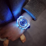 Led Flash Luminous Watches Personality Trends Students Lovers Jellies Woman Men's Watches 7 color - Ikidso