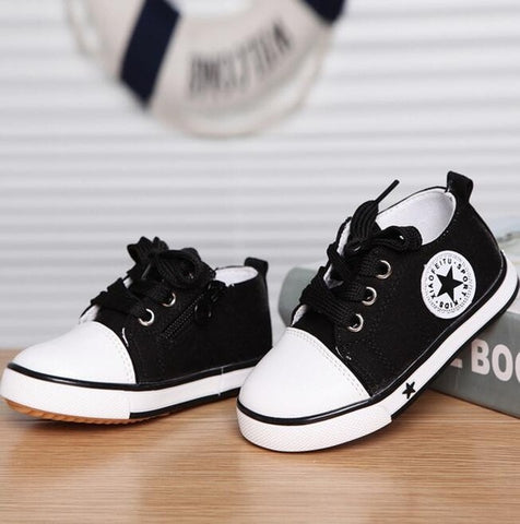 Spring Canvas Children's Shoes Star Fashion Sneakers Kids Lace-up - Ikidso