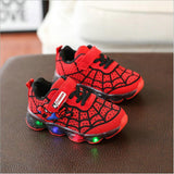 Spider man Kids Shoes with Light Air Mesh Children Luminous Sneakers - Ikidso