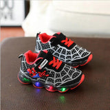 Spider man Kids Shoes with Light Air Mesh Children Luminous Sneakers - Ikidso