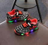 Spider man Kids Shoes with Light Air Mesh Children Luminous Sneakers - Ikidso