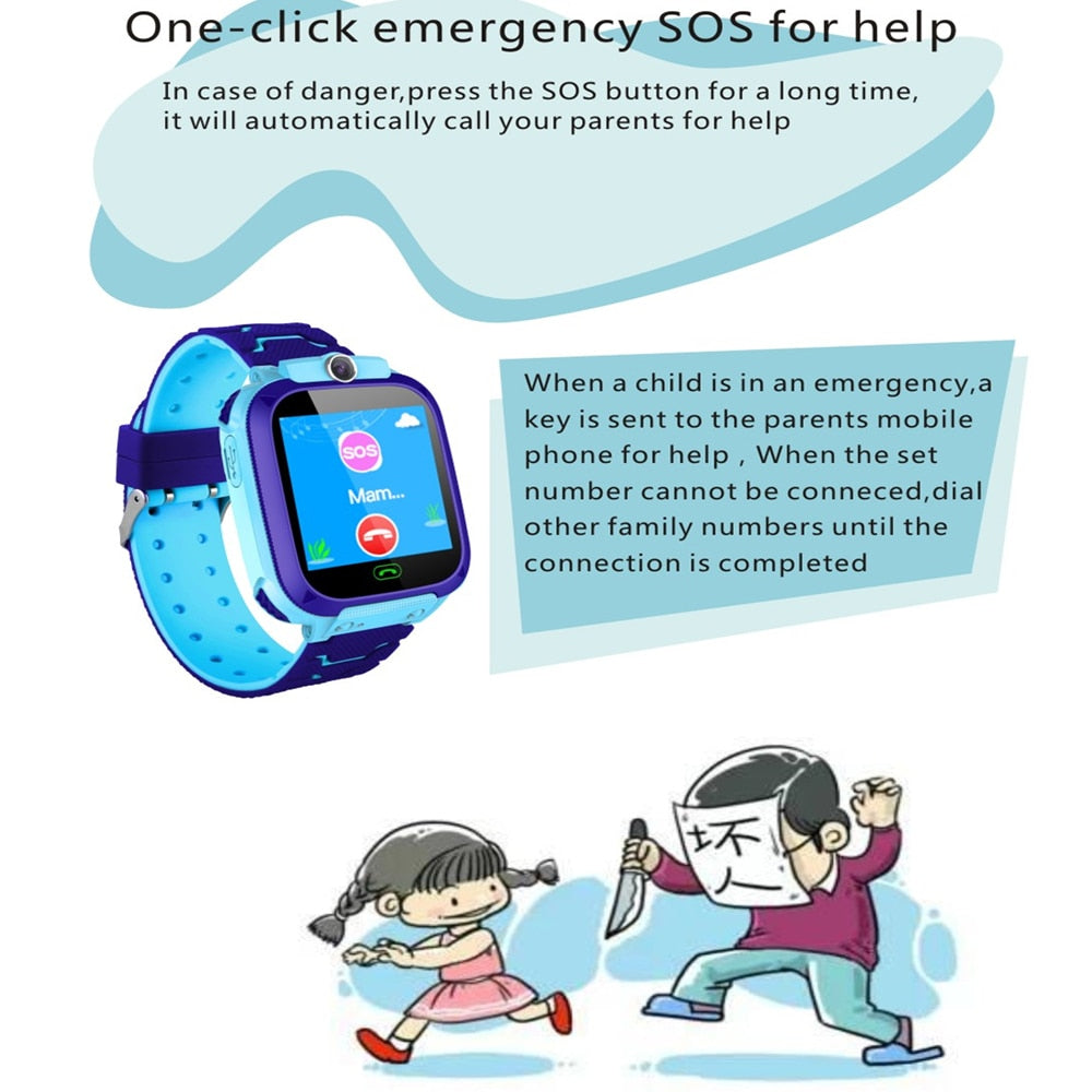 Waterproof Kids Smart Watch SOS Antil-lost Smartwatch Baby 2G SIM Card Clock Call Location - Ikidso